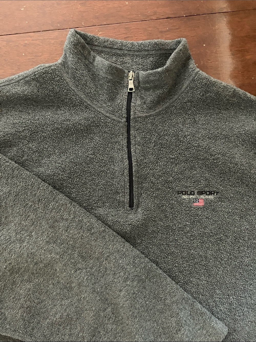 Vintage Polo Sport Ralph Lauren Gray Fleece Quarter Zip Pullover XL